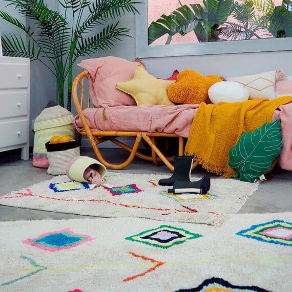 Tapis avec franges ethnique mini Kaarol Lorena Canals